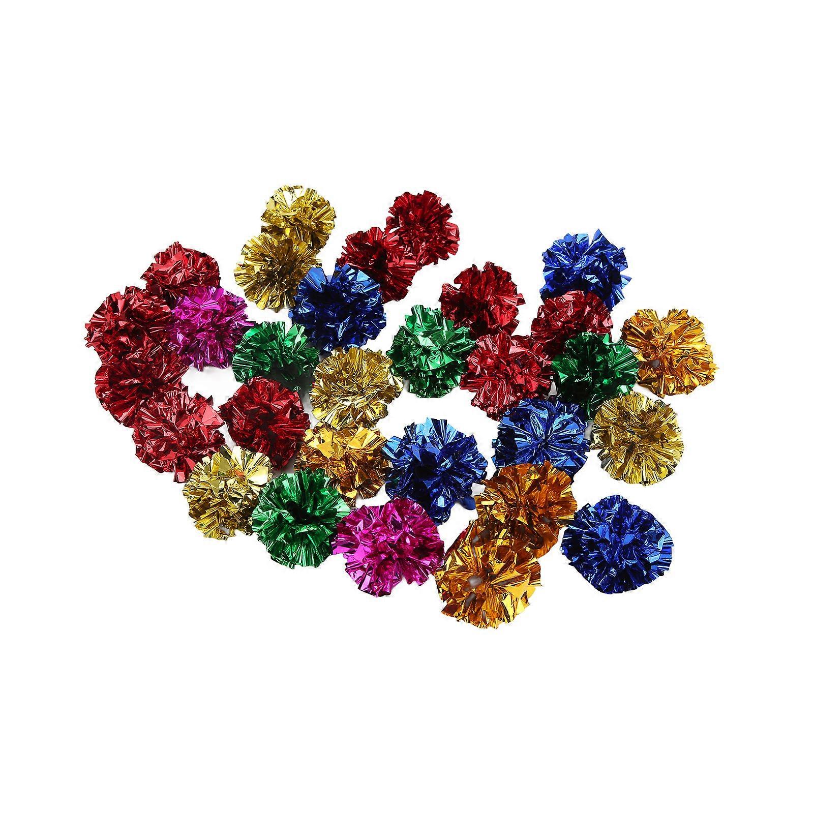 30PCS Pet Ball Toy Multicolor Plastic Shiny Cat Crinkle Ball for Kittens Old Cats