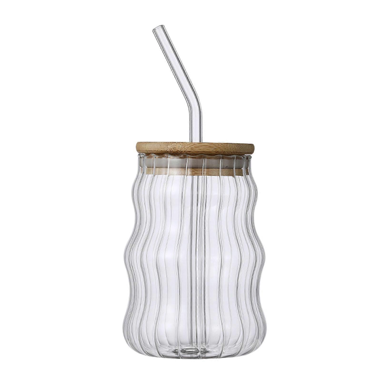Glasgefäß mit Bambusdeckel Klares Trinkgeschirr Wiederverwendbare Kaffeetasse für das Büro zu Hause