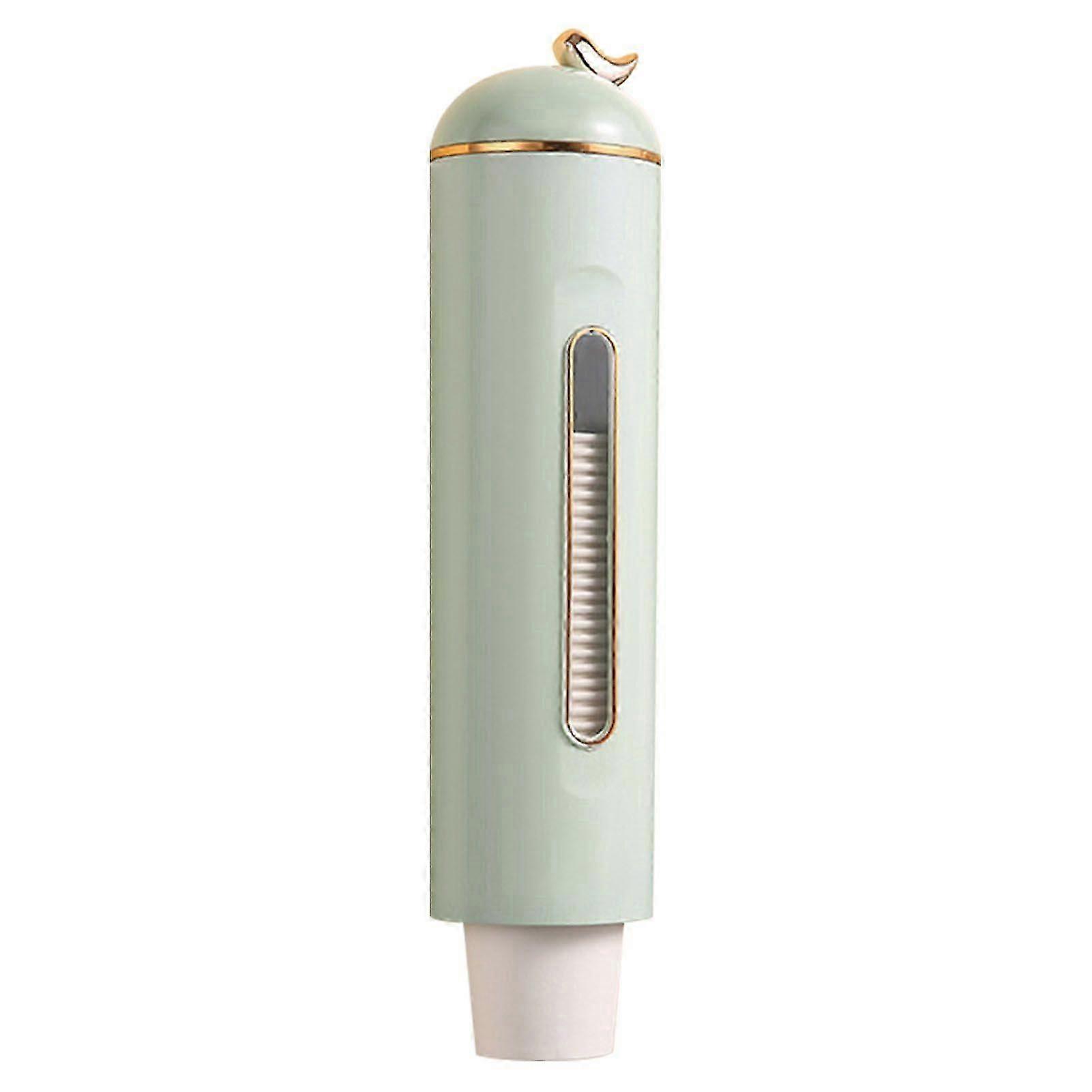 Paper Cup Dispenser Wall Mounted Pull Type Water Cup Holder Dispenser with Transparent Window for Home Kitchen Office Grass Green