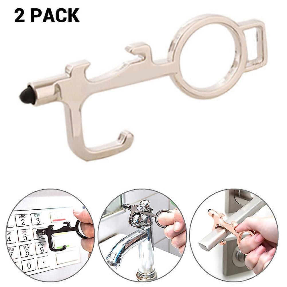 2 pcs No Touch Door Keychain Non Contact Security Anti Touch Screen Function Door Key Opener Tool