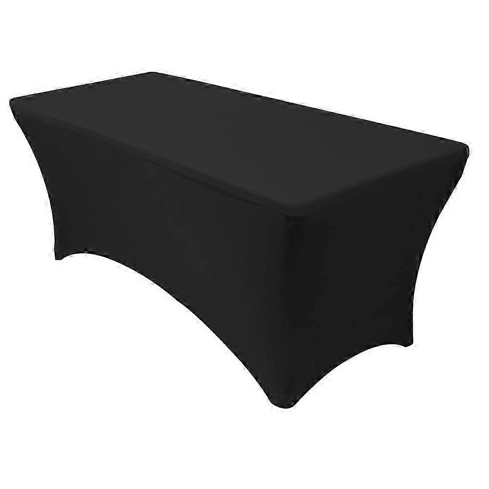 Nappe extensible - 4 pieds (183cm) Housse de table ajustable - Nappe en polyester spandex - Lavable en machine - Infroissable (paquet de 1, noir)