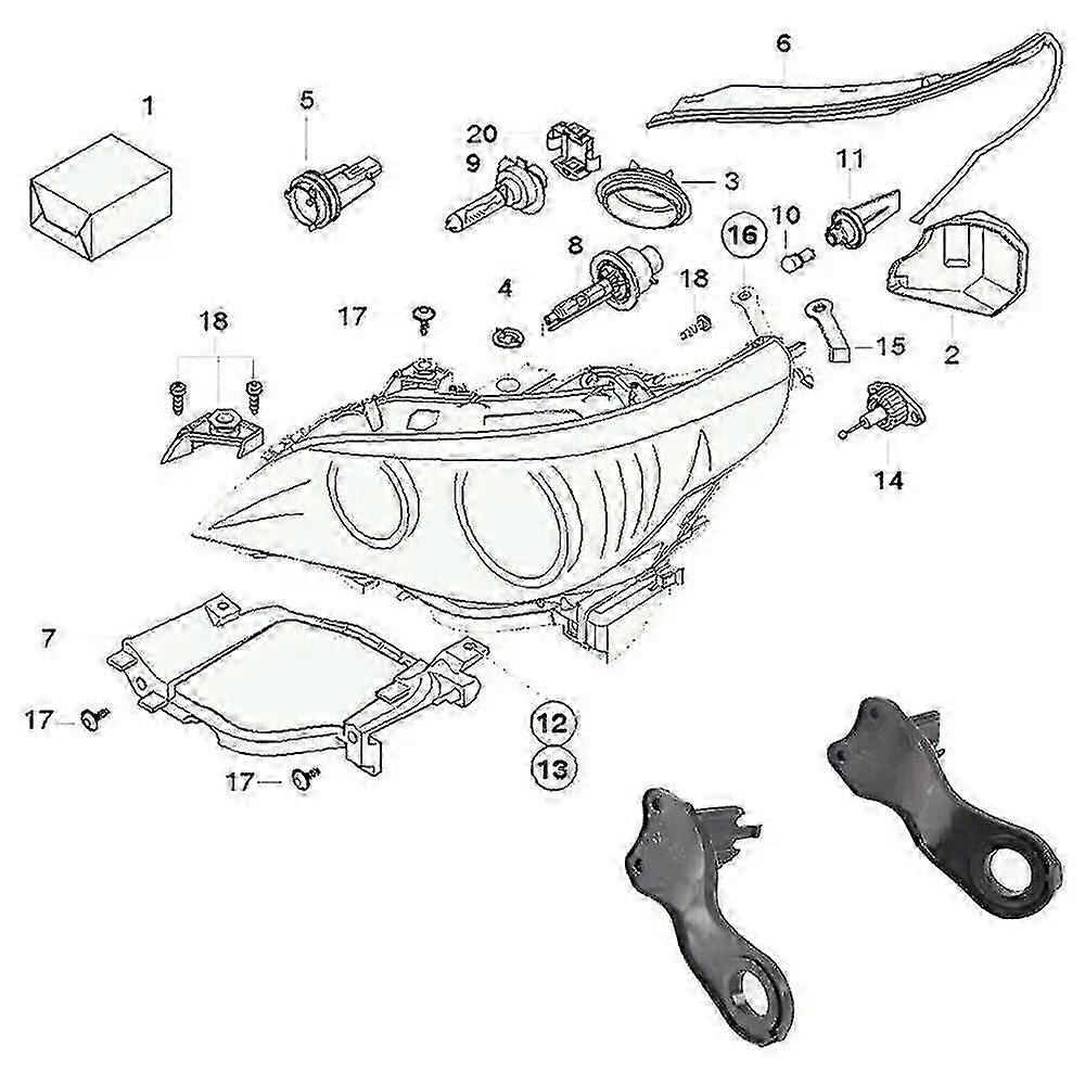 2003 - 2010 BMW 5 Series E60 E61 Headlight Retainer Clips for Halogen Headlight Brackets Repair (1 Pair)