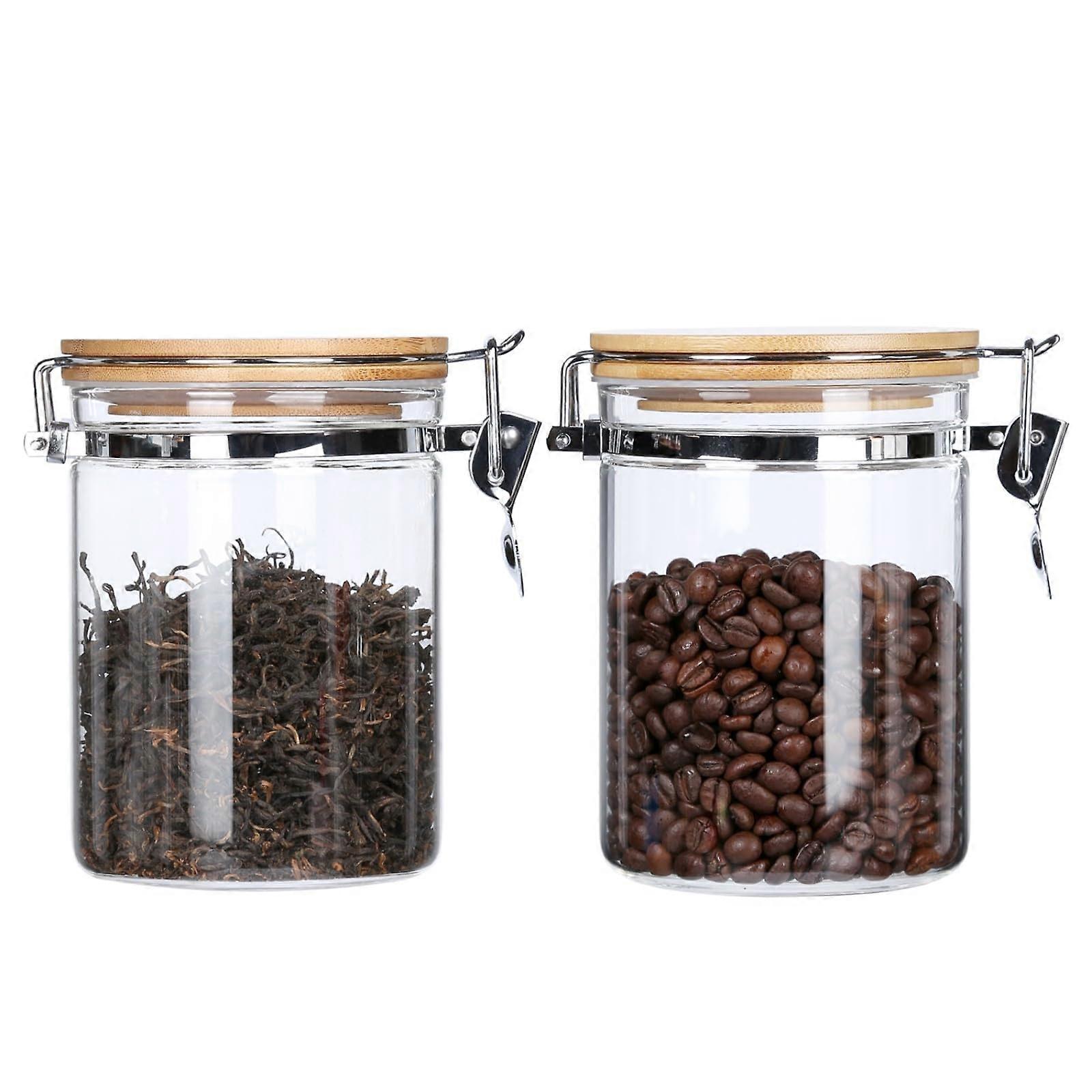 27oz Glass Food Storage Jars with Bamboo Airtight Lids, Clear Pantry Organization Containers, Spice and Coffee Canisters, 2 Pack
