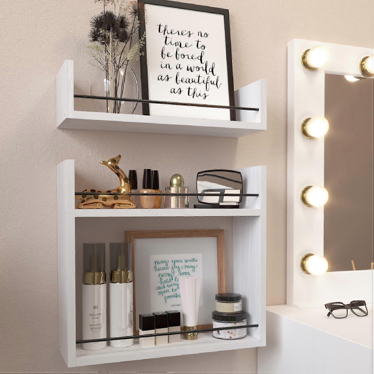 White Floating Shelves for Bathroom Storage Wall Mounted