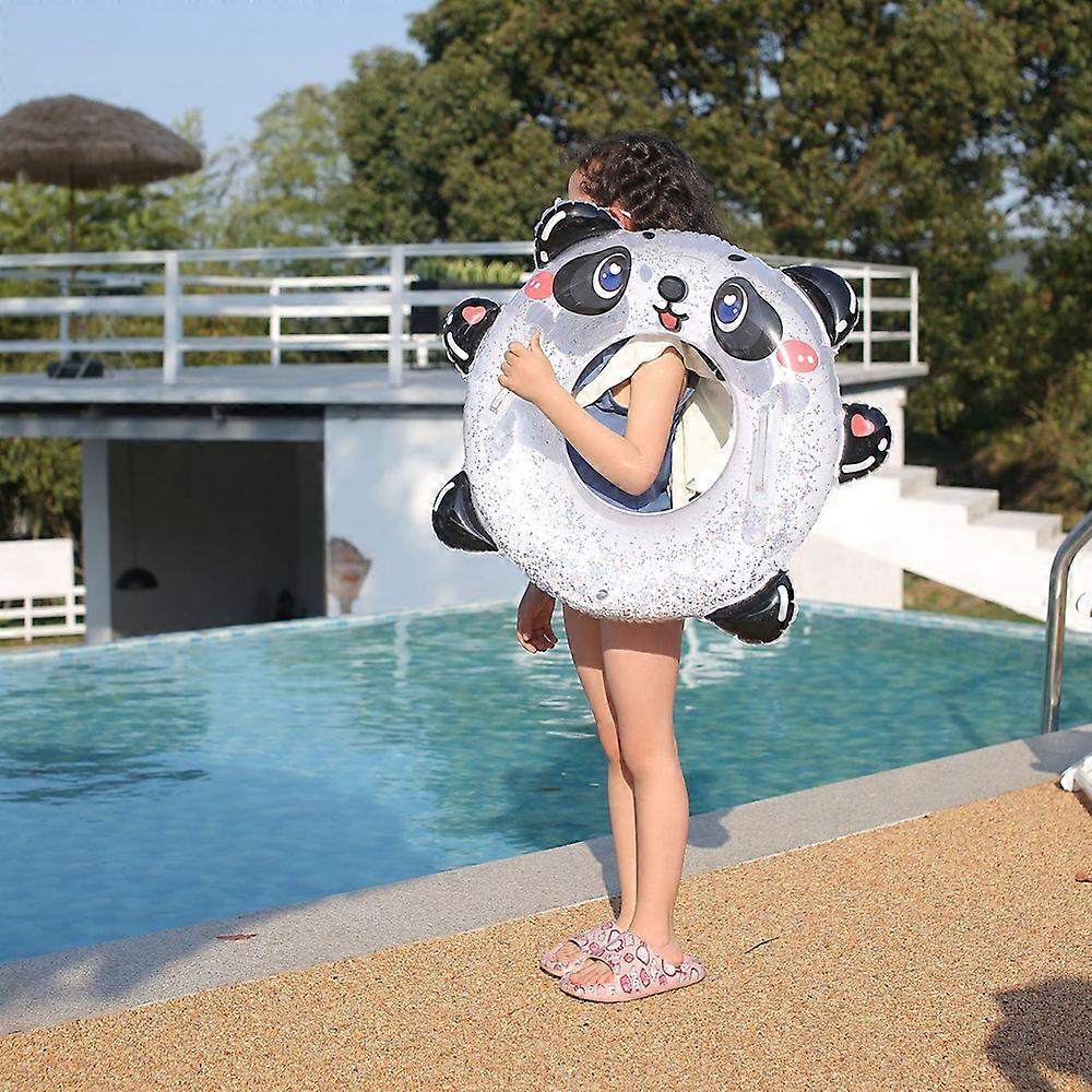 Inflatable Swimming Ring with Handle Thickened Sequin Panda Underarm Swim Ring