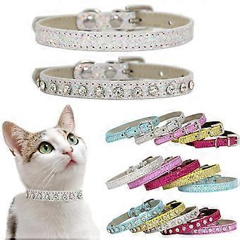 1.5 x 30cm Glitter Diamond Cat Neck Collar Decorative Supplies, Color: No Diamond Golden No Diamond Golden 1.5 x 30cm