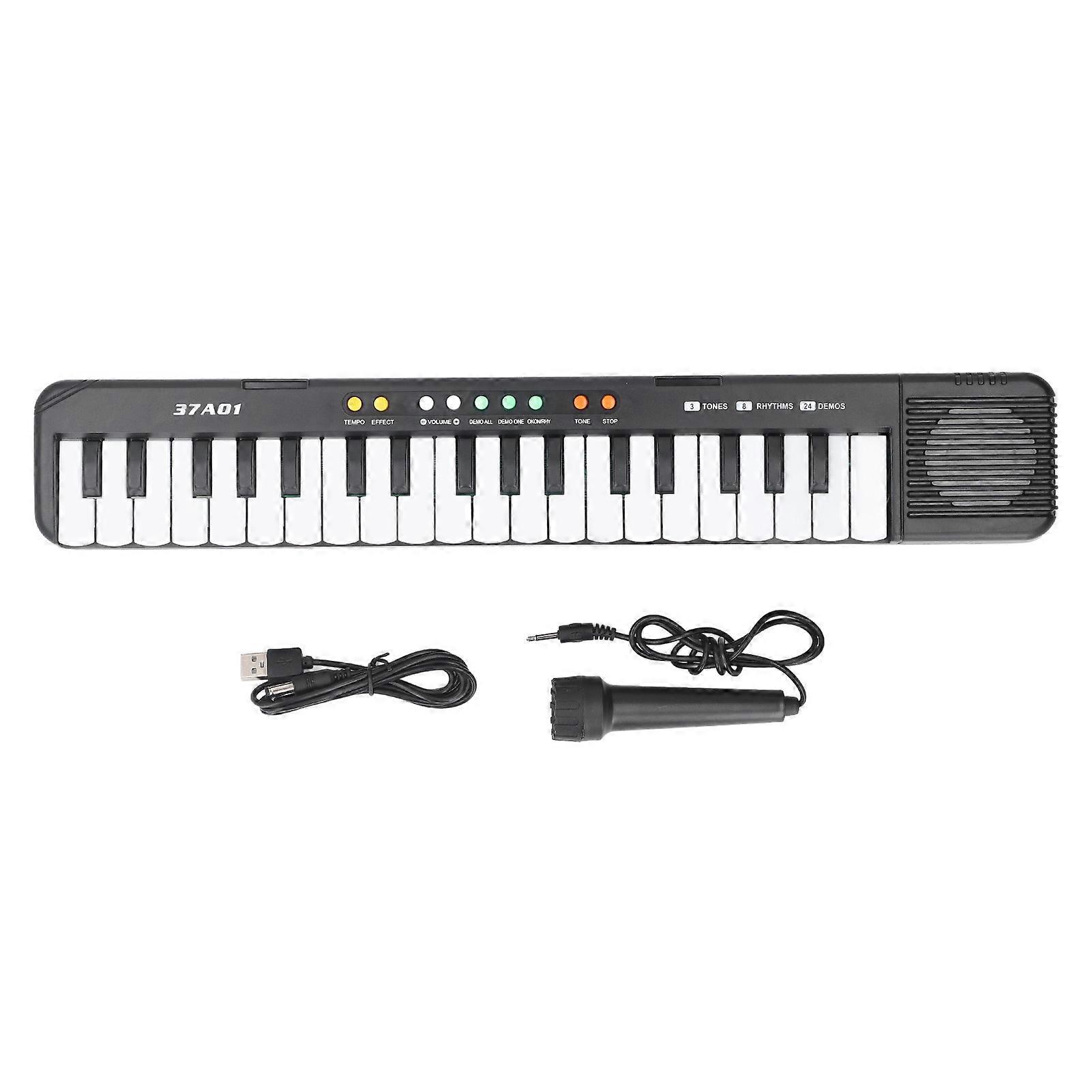 37 Key Piano for Kids 24 Songs 3 Tones 8 Rhythms Electronic Portable Piano Keyboard with Microphone