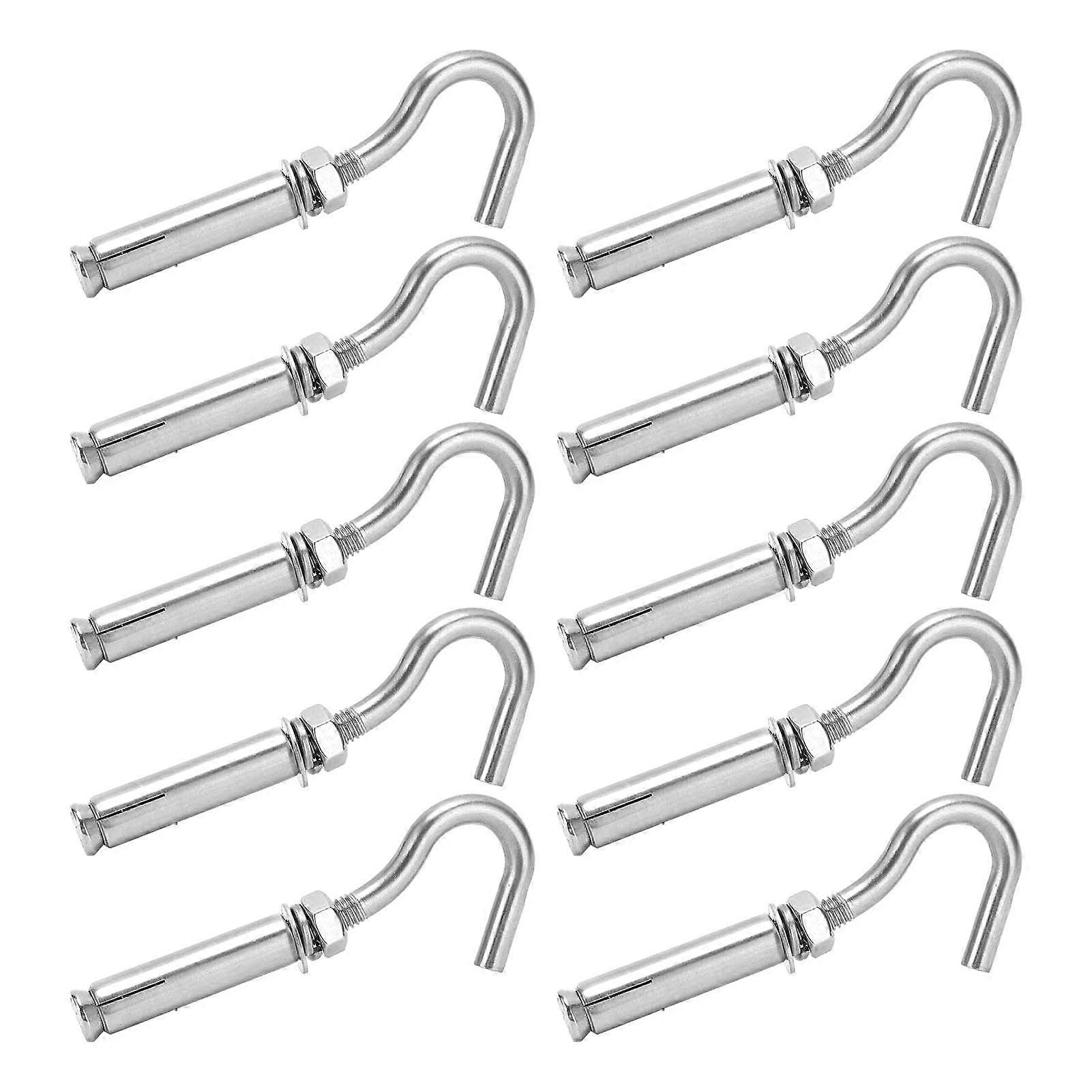 10Pcs Expansion Hooks 304 Stainless Steel Bolts Wall Concrete Brick Expansion Hooks Bolts Hardware Tools for Wall Concrete Brick