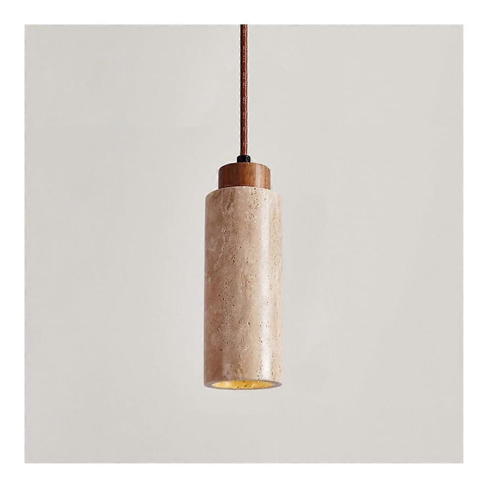 Travertine Pendant Light Chandelier for Dining Table, Yellow Marble Droplight, Nordic Wabi-Sabi Style, Round Design
