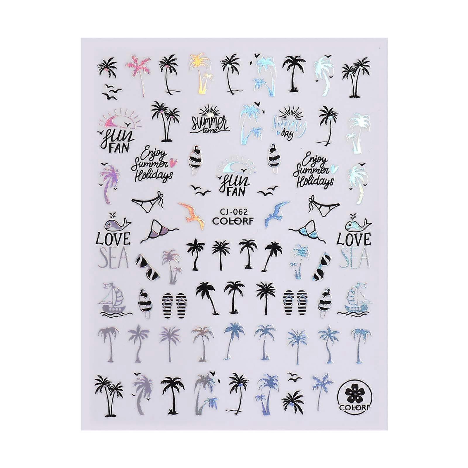 Kesämeri abstrakti väri kynsien tarra WU2441