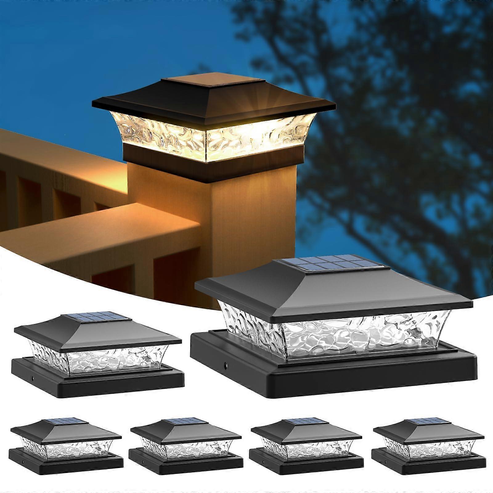 Solar Post Cap Lights for Decks, Outdoor LED Solar Powered Lights with Dual Color Modes and Auto On/Off Feature