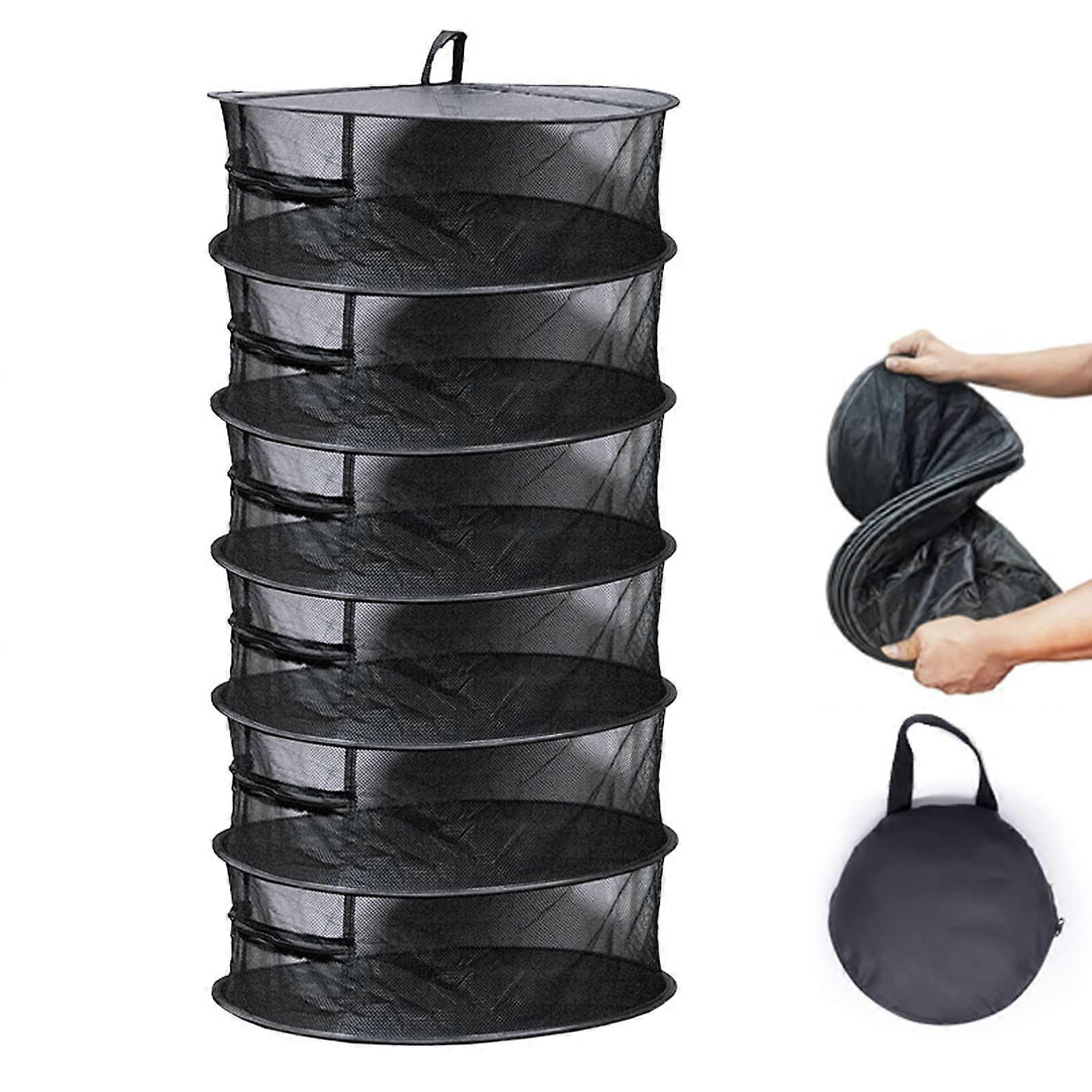 Mesh Drying Rack 6 Layer Hanging Dryer Net with Zipper Collapsible Design for Drying Herbs Flowers and Fish
