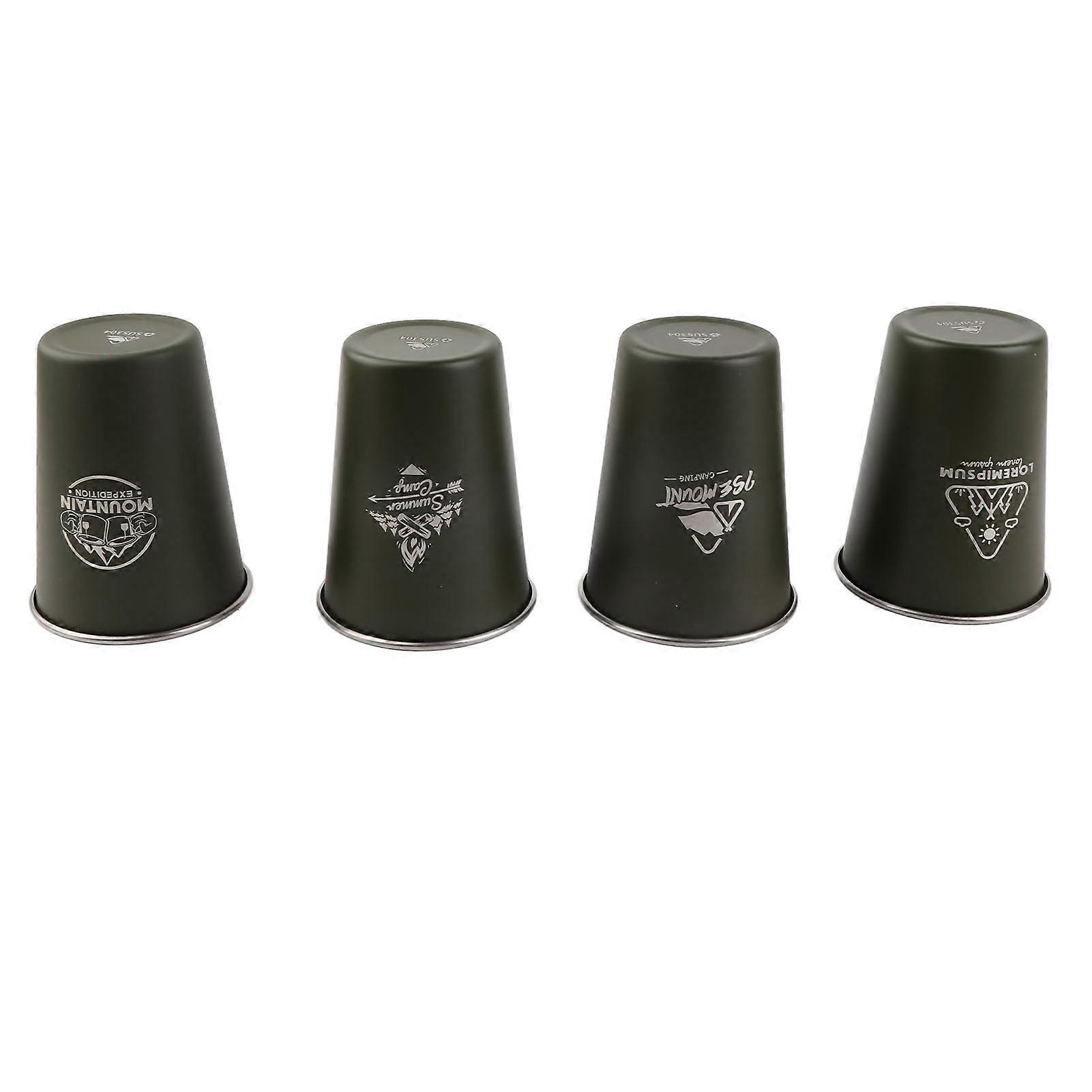 4 Pcs 350Ml 304 Tasse d’eau en acier inoxydable Tasse à café Bouteille pour barbecue Bière Voyage Extérieur Od Vert