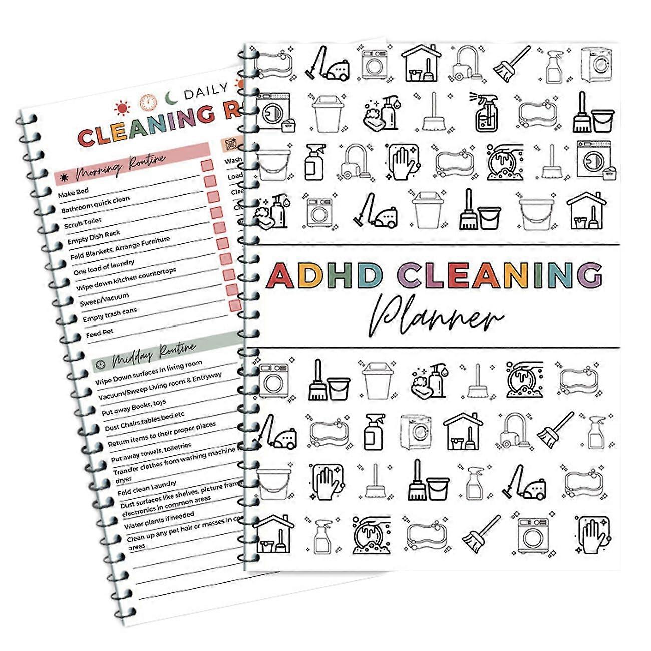 Cleaning Planner, Schedule, Checklist Organizer, Chore Chart Notebook