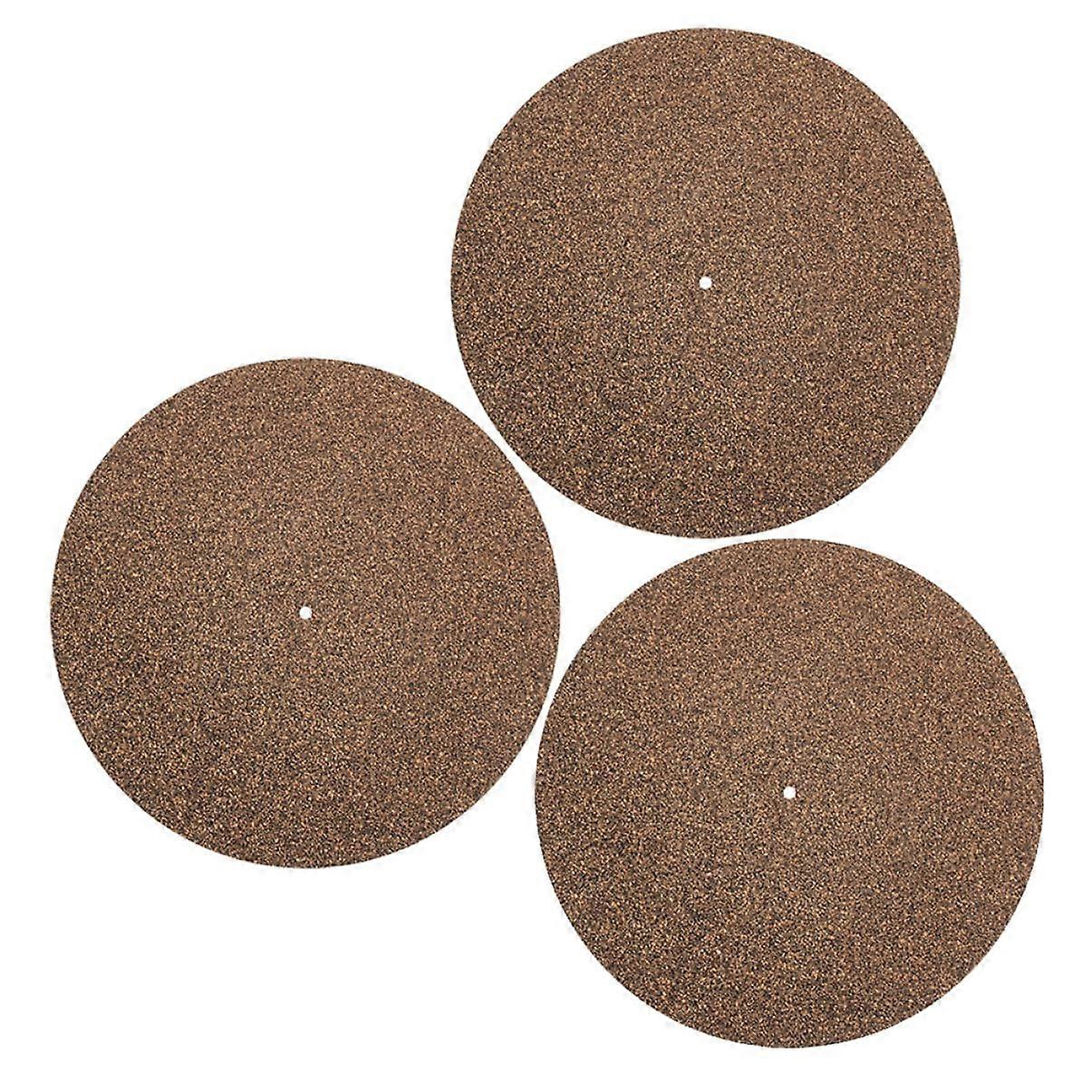 Cork Turntable Mat Set of 3 Durable Slipmats for Vinyl Records Easy Installation Compatible with Various Brands