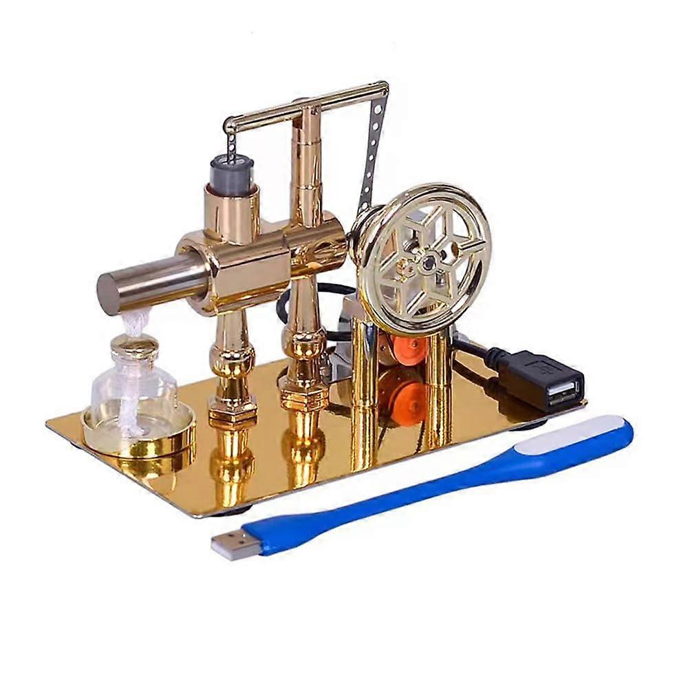 Hot Air Stirling Engine Motor Educational Model Kit with LED Lights, Power Generator, and Detailed Instructions