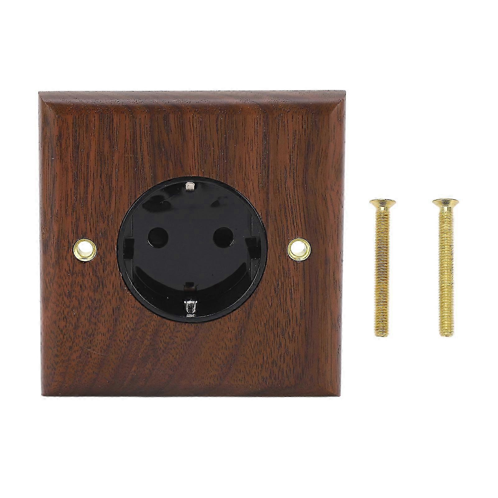 Black Walnut EU Retro Wall Outlet 16A 250V Power Switch Socket
