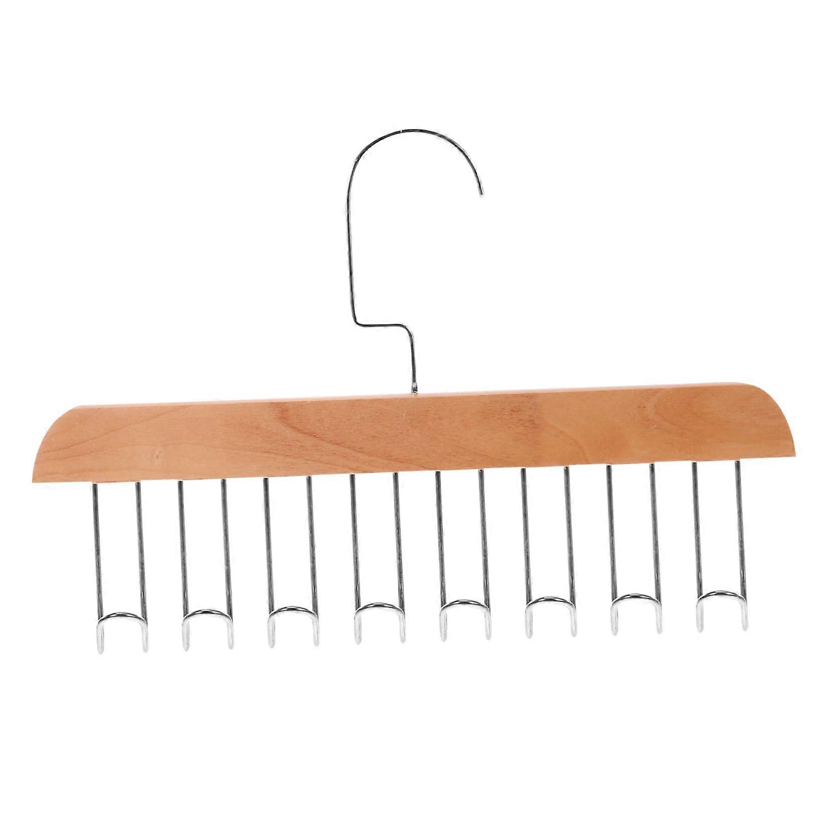 Wood and Iron Clothes Hanger with 8 Hooks, Foldable Wardrobe Organizer for Bedroom, Space-Saving Multi-Hanger