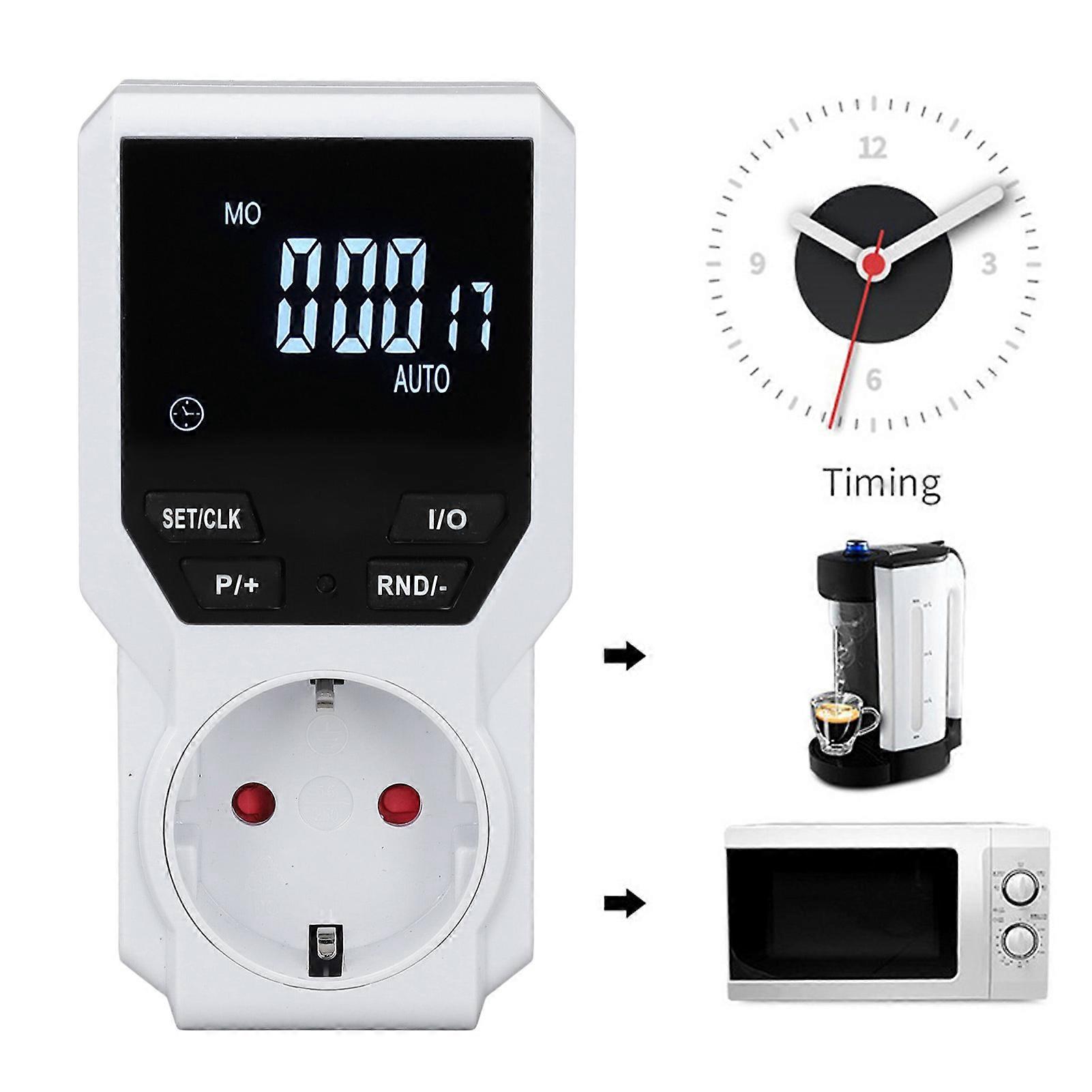 Timer Plug Outlet Digital Electrical Indoor Timed Power Switch Kitchen Home EU Plug 230V