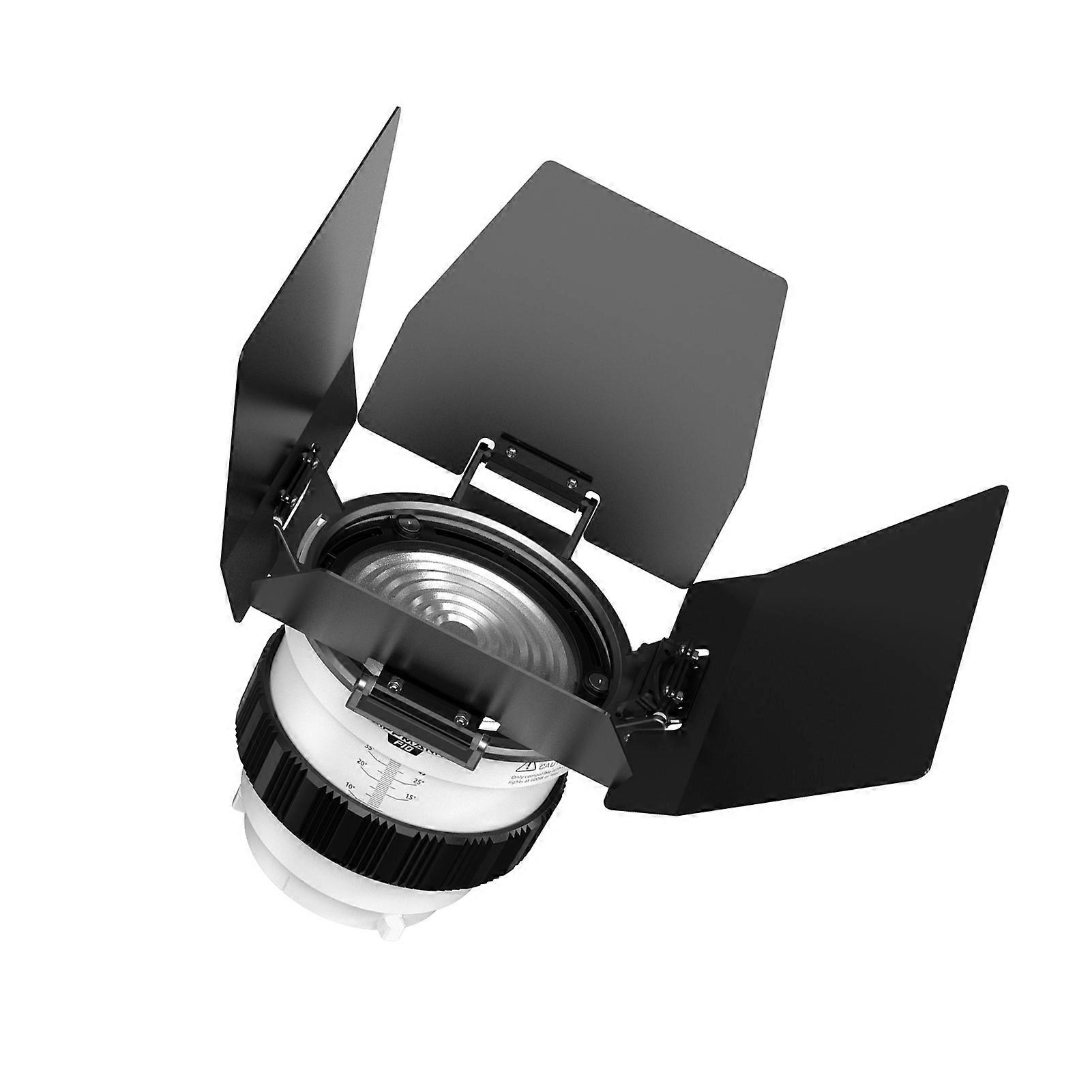 Fresnel Lens for Bowens Mount 10°- 45° Optical Focusing 10X Brighter with Detachable 4 Leaf Barn Door for Studio Continuous Light Shaping Tool