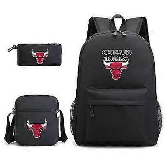 3pcs / set Basketball Star School Bag La squadra di Chicago Bulls Satchel Backpack con Pencil Bag Messenger Bag