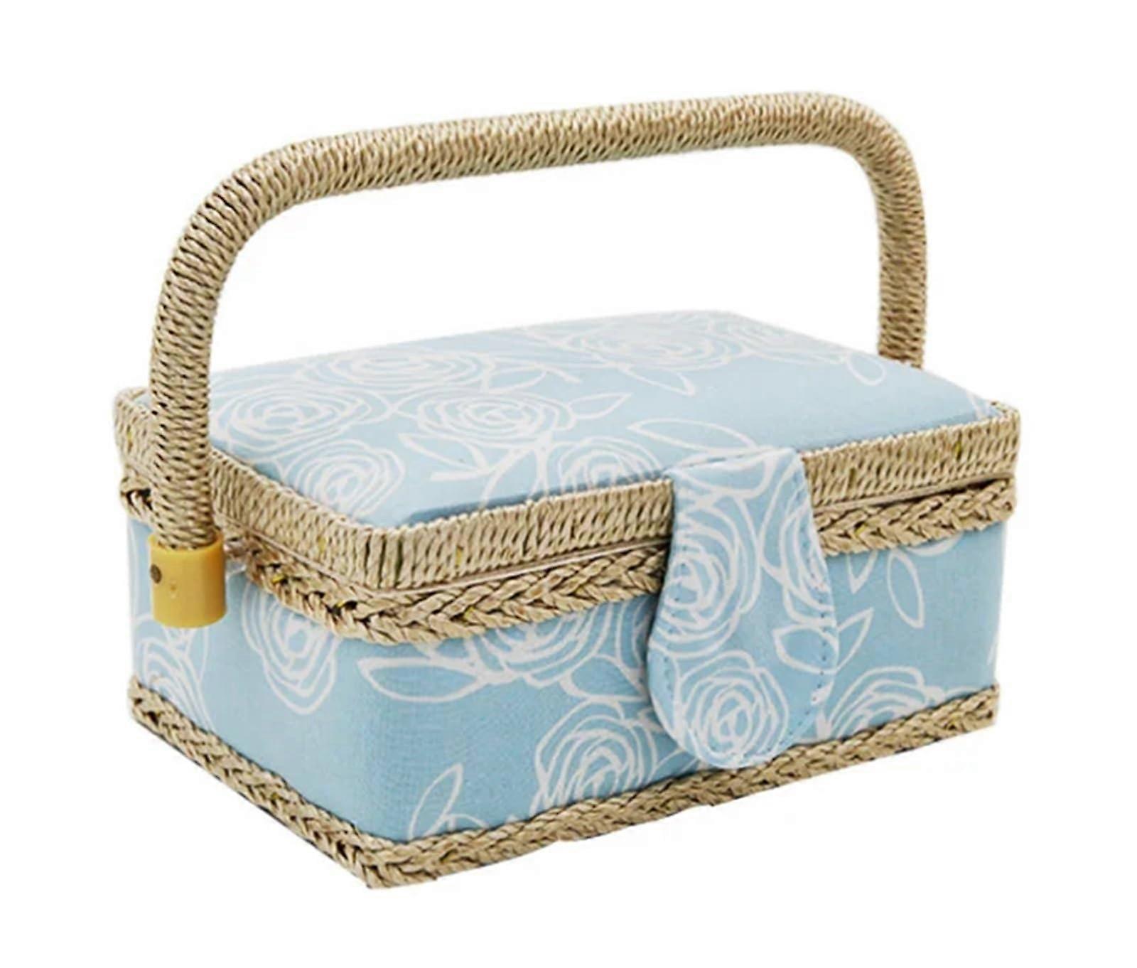 Vintage sewing basket for needles, threads, measuring tape and accessories