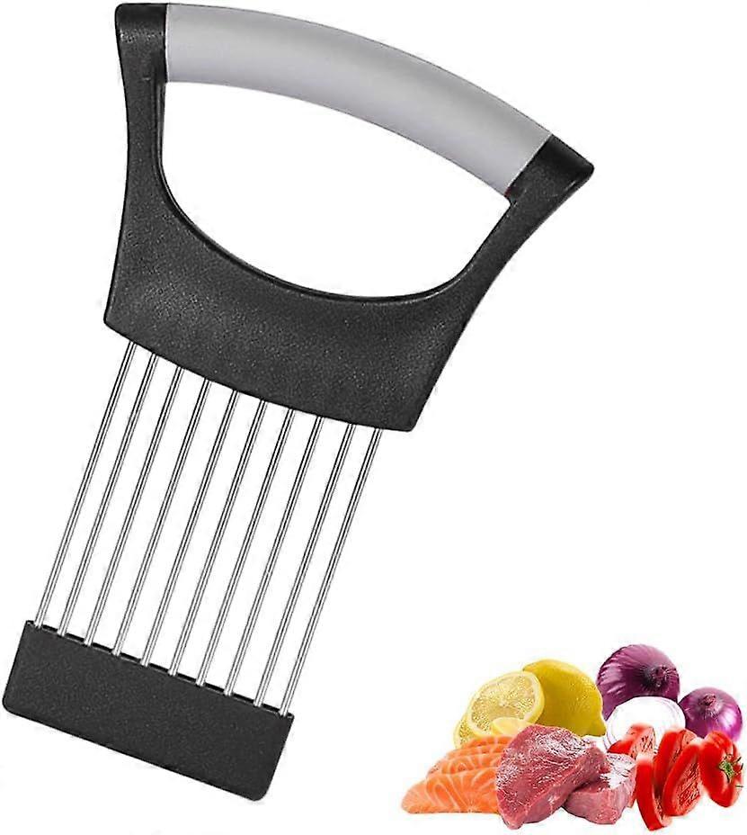 Onion Slicer Holder, Stainless Steel Onion Holder for Slicing, Improved Onion Holder, Vegetable Cutter, Food Slicer Assistant, Cutting Tool for Meat V