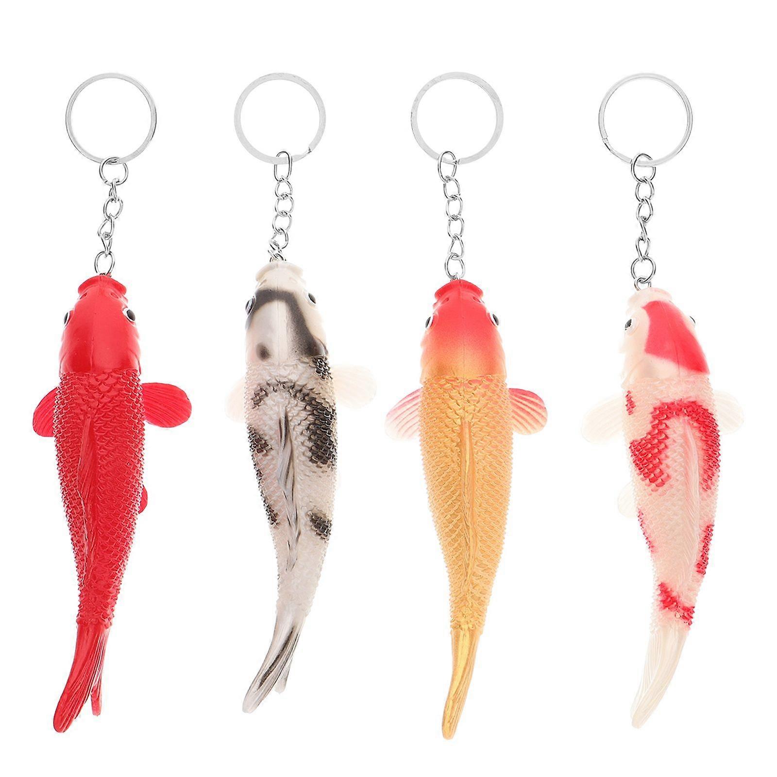 4pcs鯉の魚のキーホルダー愛らしい漫画の魚のキーペンダントパーティーの好意誕生日パーティーのためのグッディバッグカラフルなキーホルダーペンダント