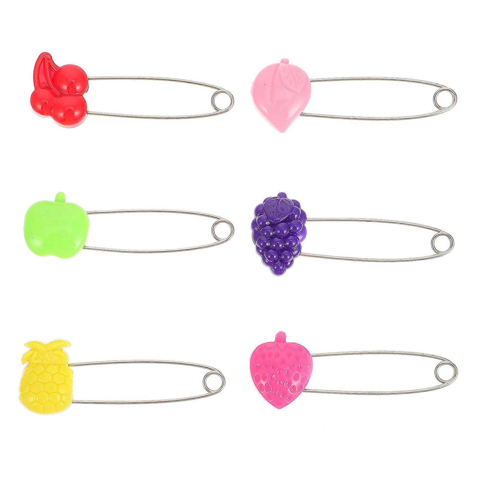 Cloth Diaper Pins Cartoon Fruits Pattern Assorted Color 5.5cm Secures Shawls Crafts Parent 30Pcs