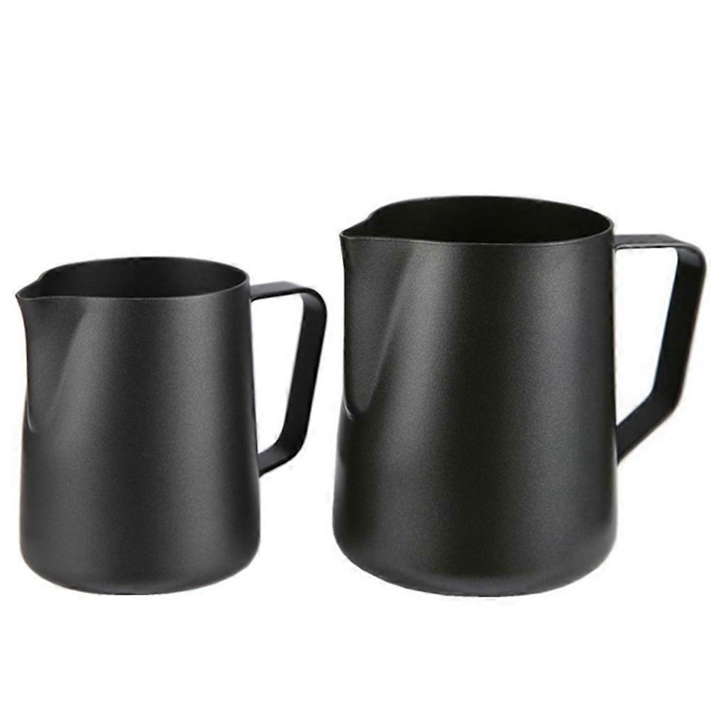 Milk Jug Cup Arc Shape Comfortable Grip Handle Black 600ml Milk Steaming For Coffee Preparation 1Pack