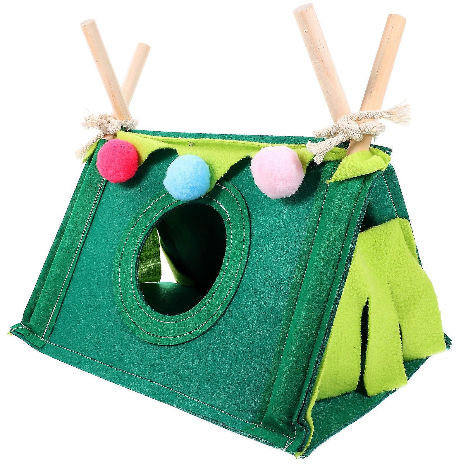 Guinea Pig Hideout Small Pet Tent Felt Wood Triangular Cozy Shelter for Hamsters Hedgehogs Chinchillas Small Animals Winter Hiding Comfortable Bed