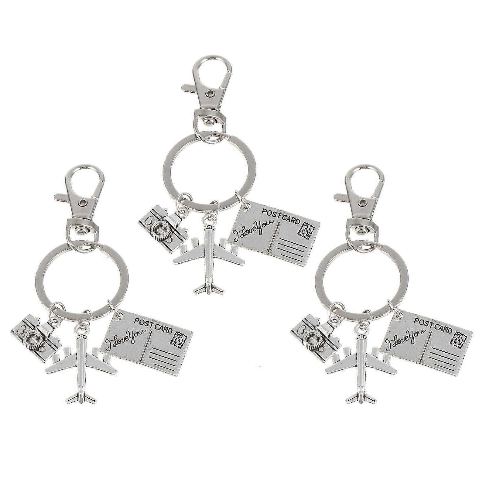 Creative Flower Alloy Key Chain Graduation Keychains Silver 8X2.5X0.2CM 3Pcs