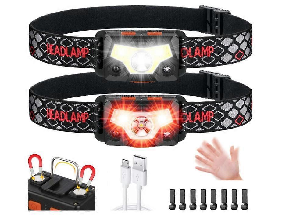 2 Pack,Super Bright LED Headlamp with Motion Sensor,1500 Lumen Waterproof Headlight for Kids & Adults,9 Lighting Modes(Black)