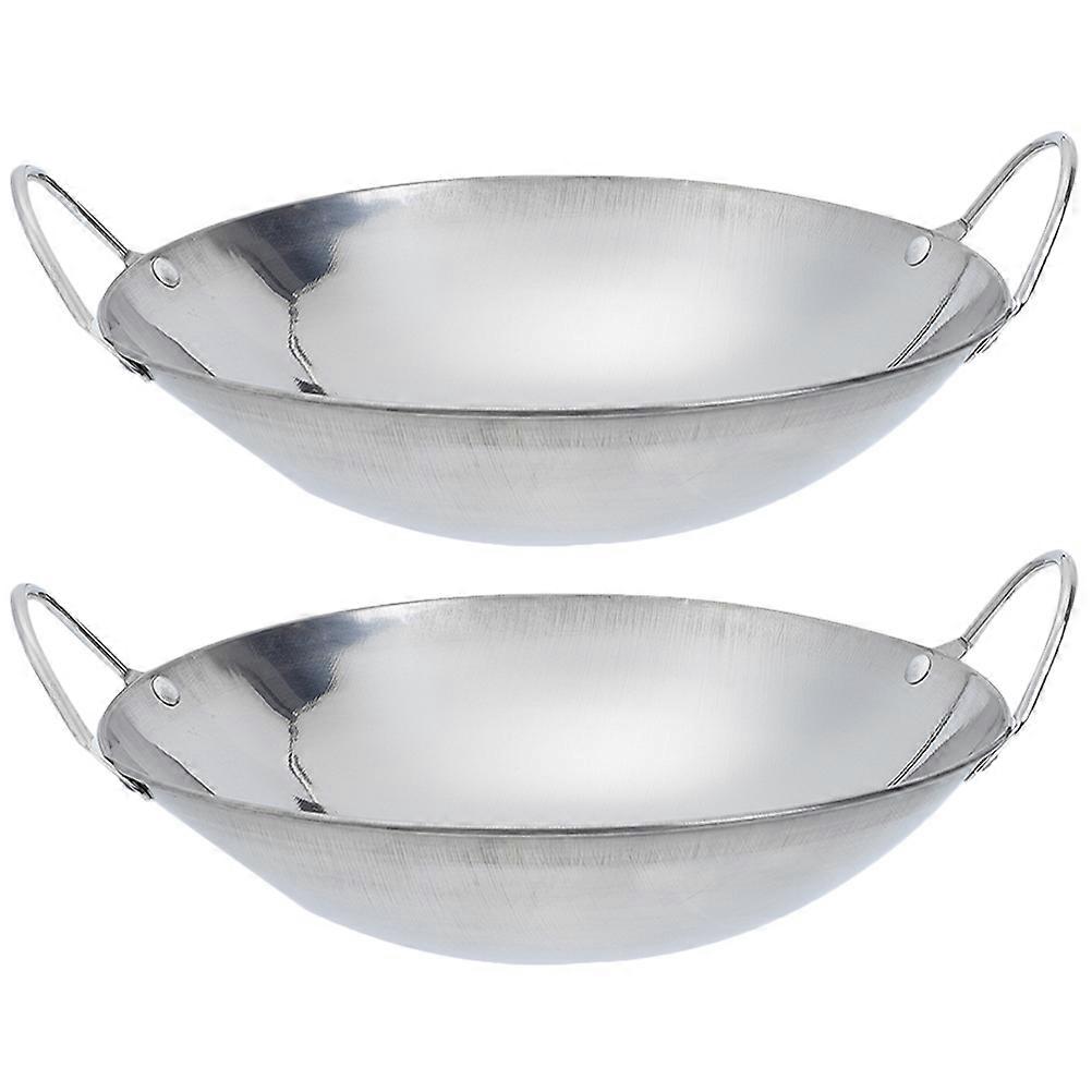 Wok Pan with Lid Even Heat Transfer Safe Cooking 22x6cm 2Pcs