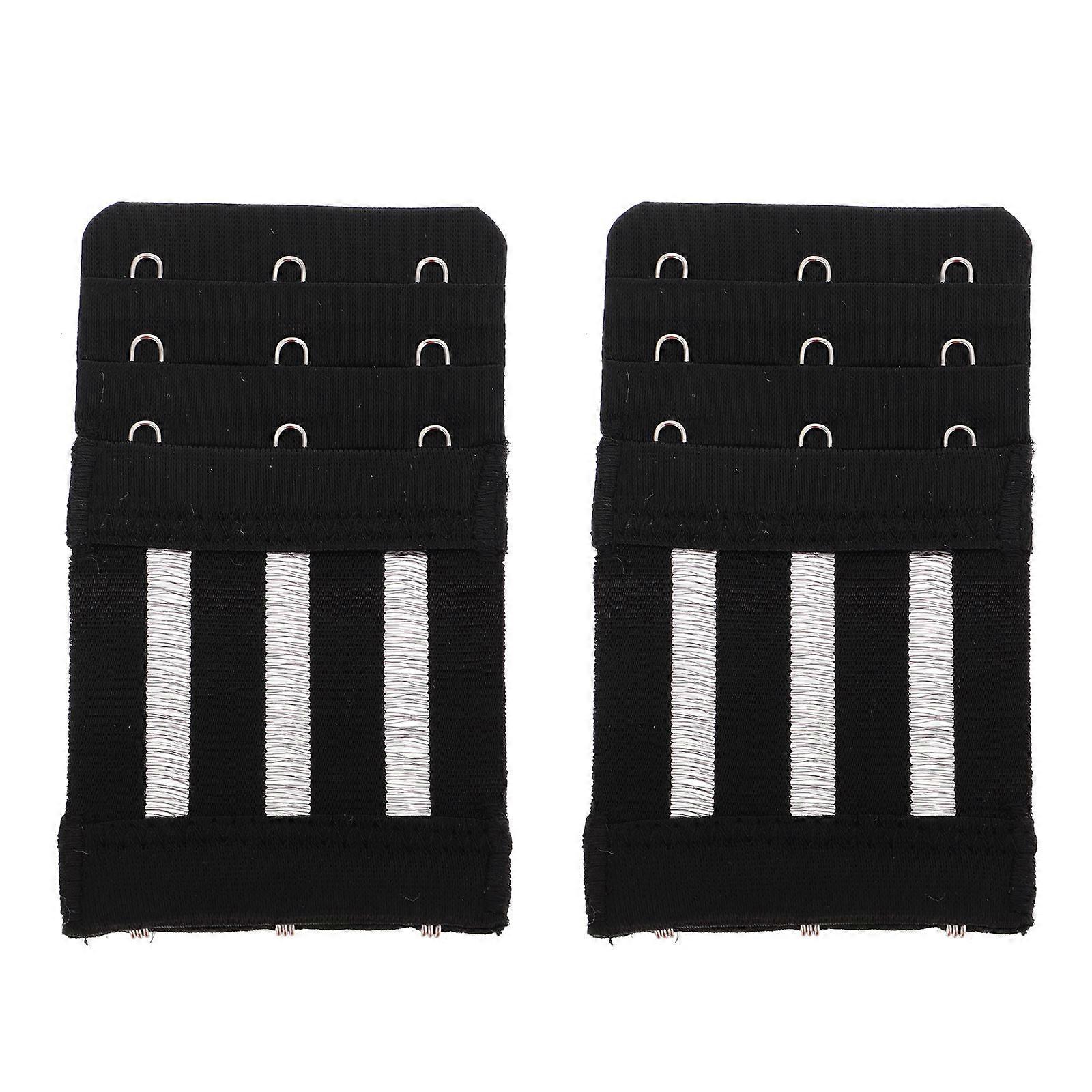 Black Bra Extenders with Stainless Steel Hooks for Girls Comfortable Adjustable Elastic Bands