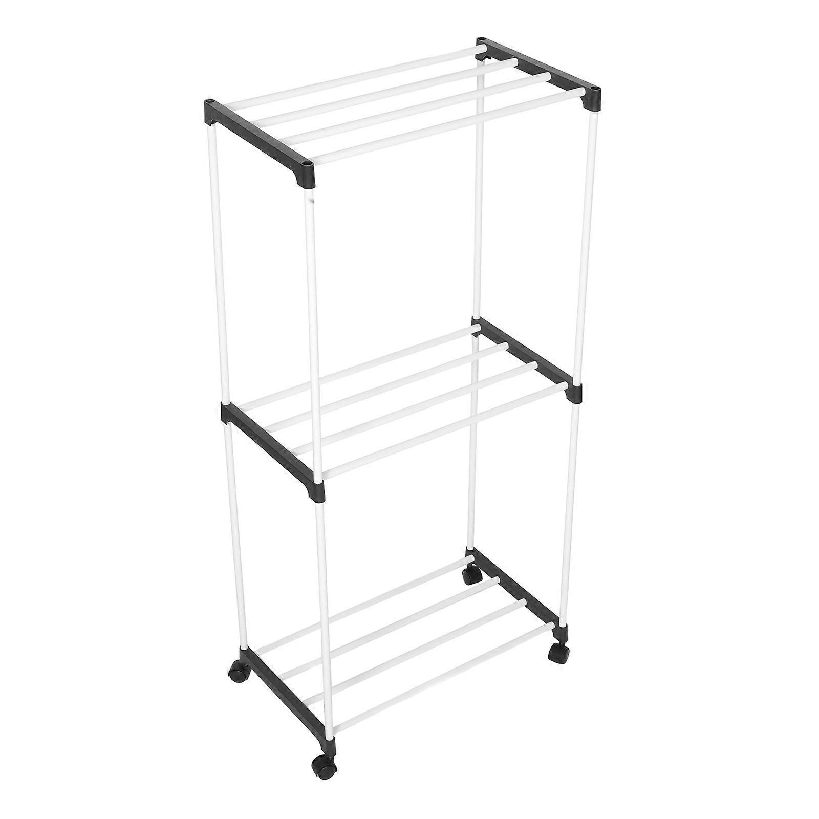Laundry Racks For Drying Clothes Multi Tier Plastic And Steel Heavy Duty Towel Storage Stand For Small Spaces Silver 1Pack