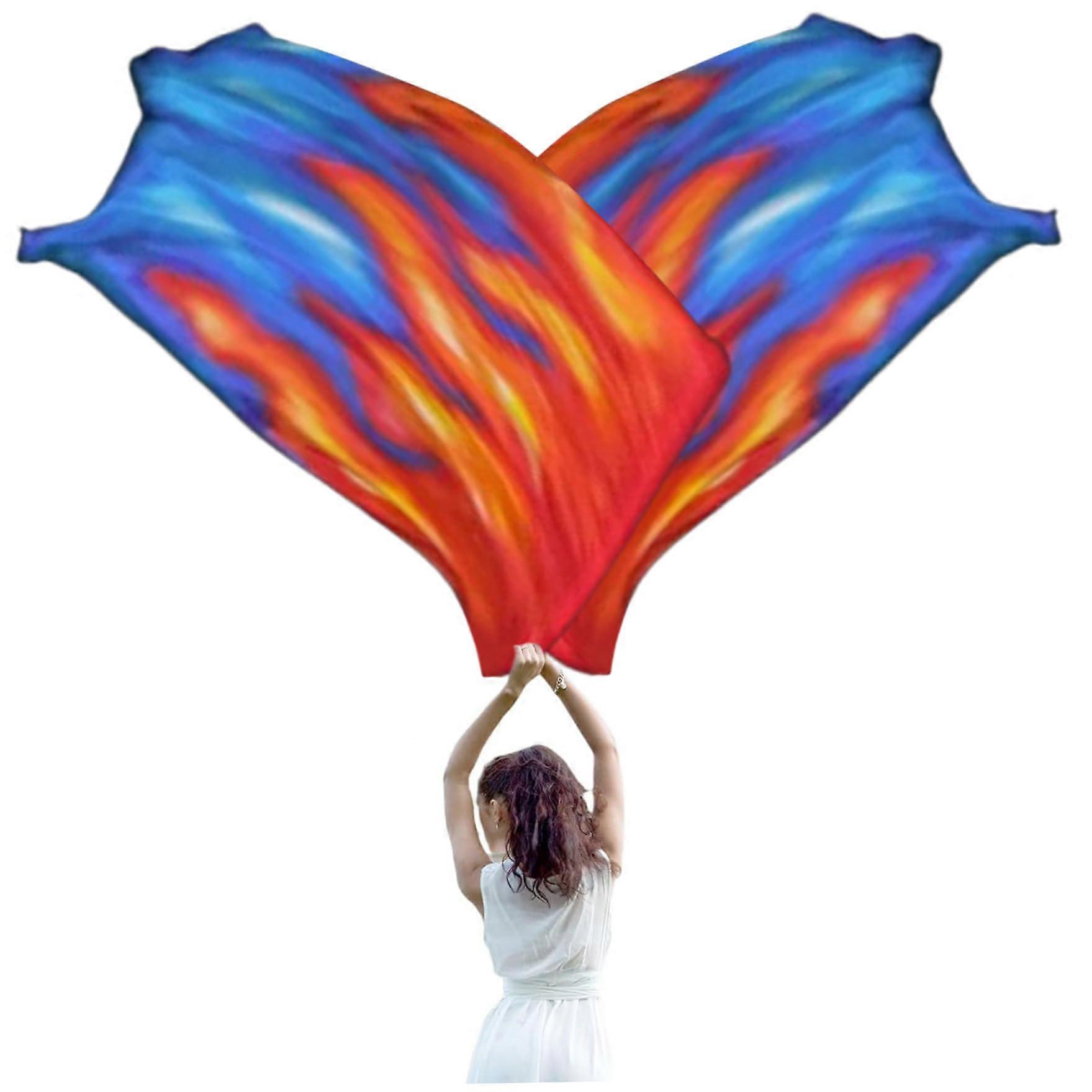 2pcs worship flags with scalable pole, 55 x 35 inches flame pattern praise dance flags, vibrant polyester worship for dance church praise
