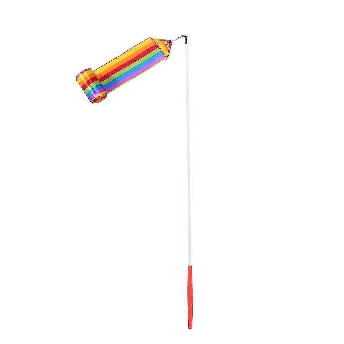 10pcs Rhythmic Art Gymnastics Ribbon with Stick Children Dancing Streamers Riband Twirling Rod (Multi Color)