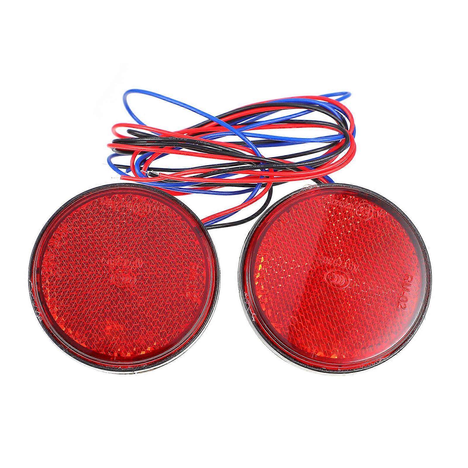 2pcs Round Rear Bumper Reflector Tail Light Brake Lamp for Motorcycle