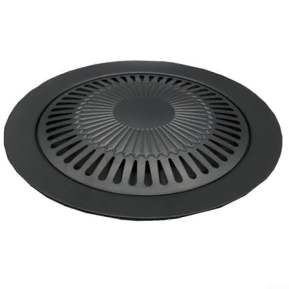 Nonstick coated round grill pan, outdoor grill pan, portable, diameter 30 cm, for steak pan, fish, perfect for home, camping