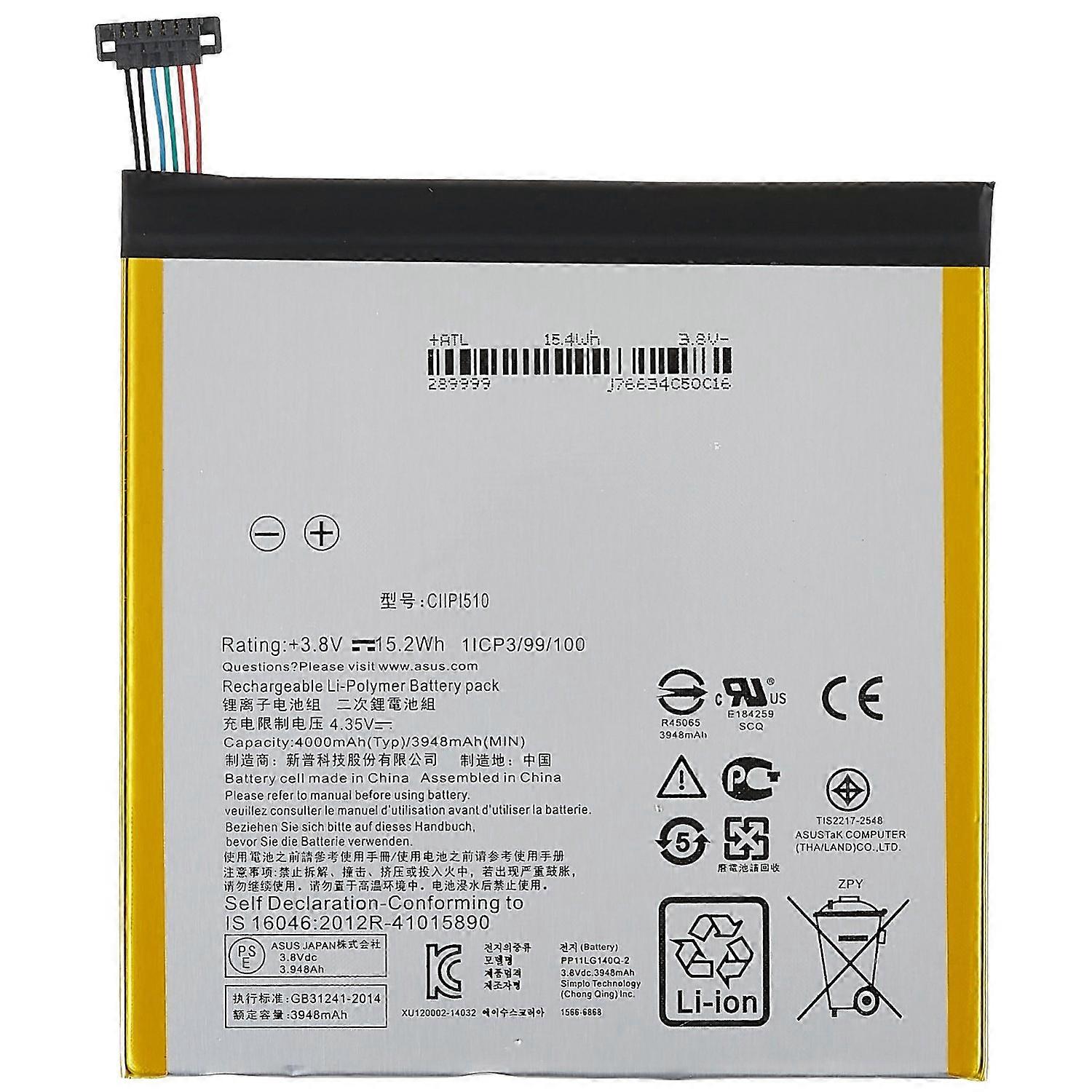 Pour ASUS ZenPad S 8.0 3.80V 3948mAh Li ion Batterie Polymère (Encoder : C11P1510) (sans Logo