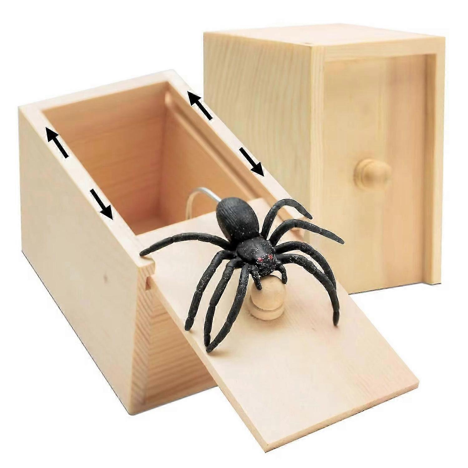 Trick Spider Funny Scare Box Wooden Hidden Box Quality Prank Wooden Scare Box Fun Game Prank Trick F