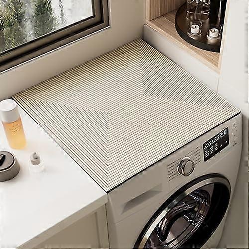 Washing Machine Pad Non-Slip 3D Geometric Design Absorbent Quick-Drying 50 x 50 cm Beige Stripes Universal Fit