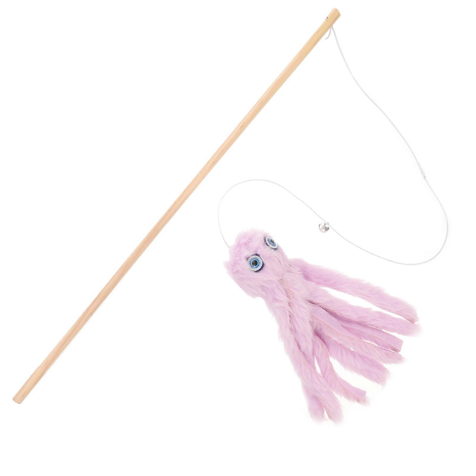 Cat Teaser Interactive Cat Stick For Cats Indoor Activity Octopus Shape Wood Material 1Pcs