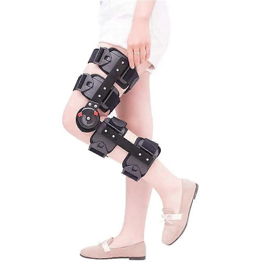 Knee Brace with Hinge, Adjustable Orthopedic Support Stabilizer for ACL/Ligaments/Sports Injuries – Universal Leg Size for Left and Right, Black