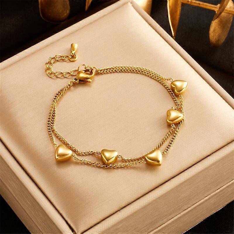 Niche design double-layer chain love simple and versatile high-end commuter titanium steel bracelet