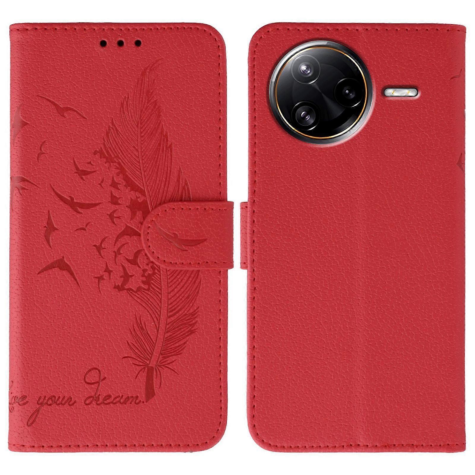 Feather Pattern Litchi Texture Leather Phone Case