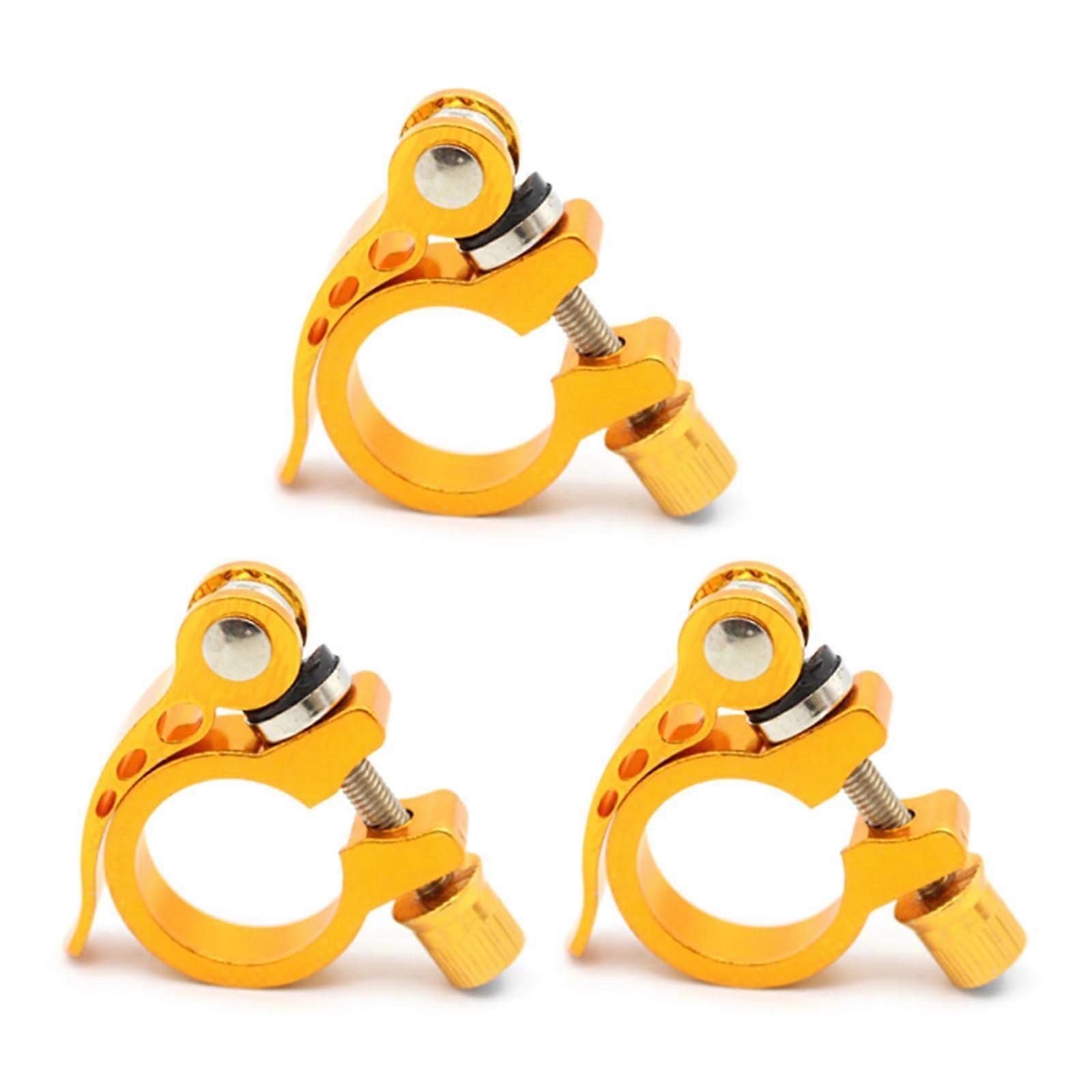 High-Strength Saddle Clamps 3-Pack Quick-Release for Mountain Bike Seatposts Yellow Accessory