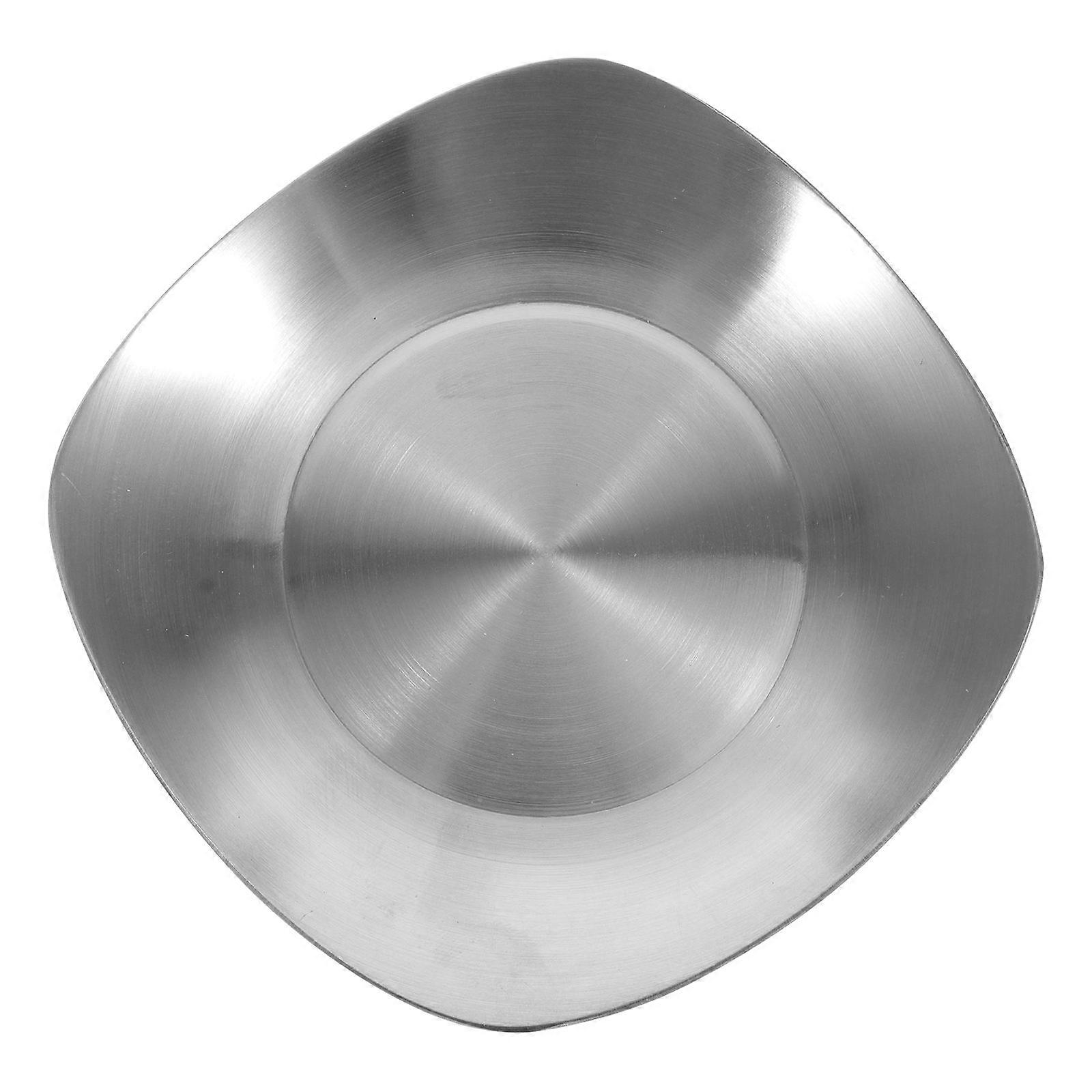 Korean Style Kimchi Plate, Silver Flat Bottom Condiment Dish for Sauces, Snacks, and Appetizers, Compact Serving Tray for Seasoning, Dipping, and