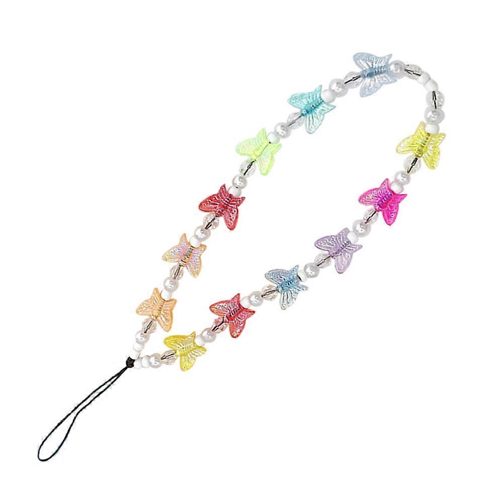 Phone Chain Strap Decorative for Phone Camera MP3 Keychain Butterfly-Shape Assorted Color 16x3CM 1Pcs